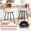 Set of 2 white padded counter barstools with 360° swivel design and sturdy metal legs, perfect for kitchens and bars.
