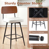 27-inch padded counter barstool set with metal legs, white upholstery, and curved wooden backrest for kitchen or bar.