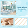 Twin over full bunk bed frame in white with solid pine wood, supported by plywood slats, ideal for kids' rooms.
