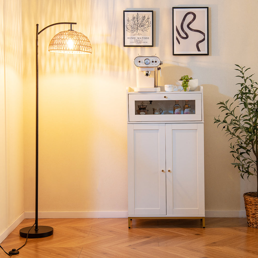 Arc floor lamp with a hanging lampshade, 63 inches tall, ideal for living room or bedroom lighting.