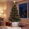 Metal hexagonal Christmas tree collar in silver, designed to conceal tree stands and enhance holiday decor.