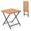 28-inch patio folding square table with slatted acacia wood tabletop, ideal for indoor and outdoor use.