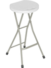 Portable 28-inch folding stool with a sturdy steel frame, suitable for outdoor use and easy to store.