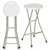 Portable 28-inch folding stool with a sturdy steel frame, weather-resistant HDPE material, ideal for outdoor dining.