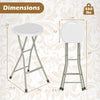 Portable folding stool with a 28-inch round seat, sturdy steel frame, and a weight capacity of 330 lbs for versatile use.