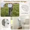 Portable 28-inch folding stool features a sturdy steel frame, cut-out handle, and is ideal for outdoor dining and camping.