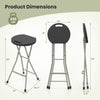 28-inch portable folding stool with a sturdy steel frame, featuring a wide seat and footrest for comfortable seating.