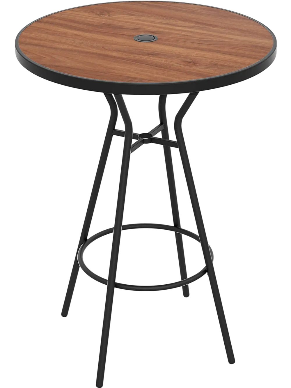 28 Inches Outdoor Bar Table with Wood-Like Tabletop for Backyard Garden