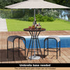 28-inch outdoor bar table with wood-like tabletop, sturdy metal structure, ideal for backyard garden use.