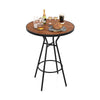 28-inch outdoor bar table with wood-like tabletop and sturdy metal legs, ideal for backyard garden gatherings.