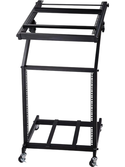 Yescom Rolling Audio Mixer Stand Rack Cart 19in 12U w/ 4 Poles New