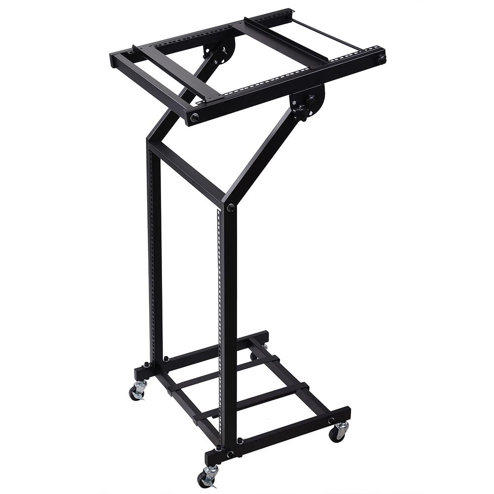 Yescom Rolling Audio Mixer Stand Rack Cart 19in 12U w/ 4 Poles New