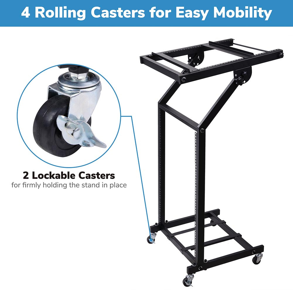 Yescom Audio Mixer Stand 19in 16U Rolling w/ 4 Poles New
