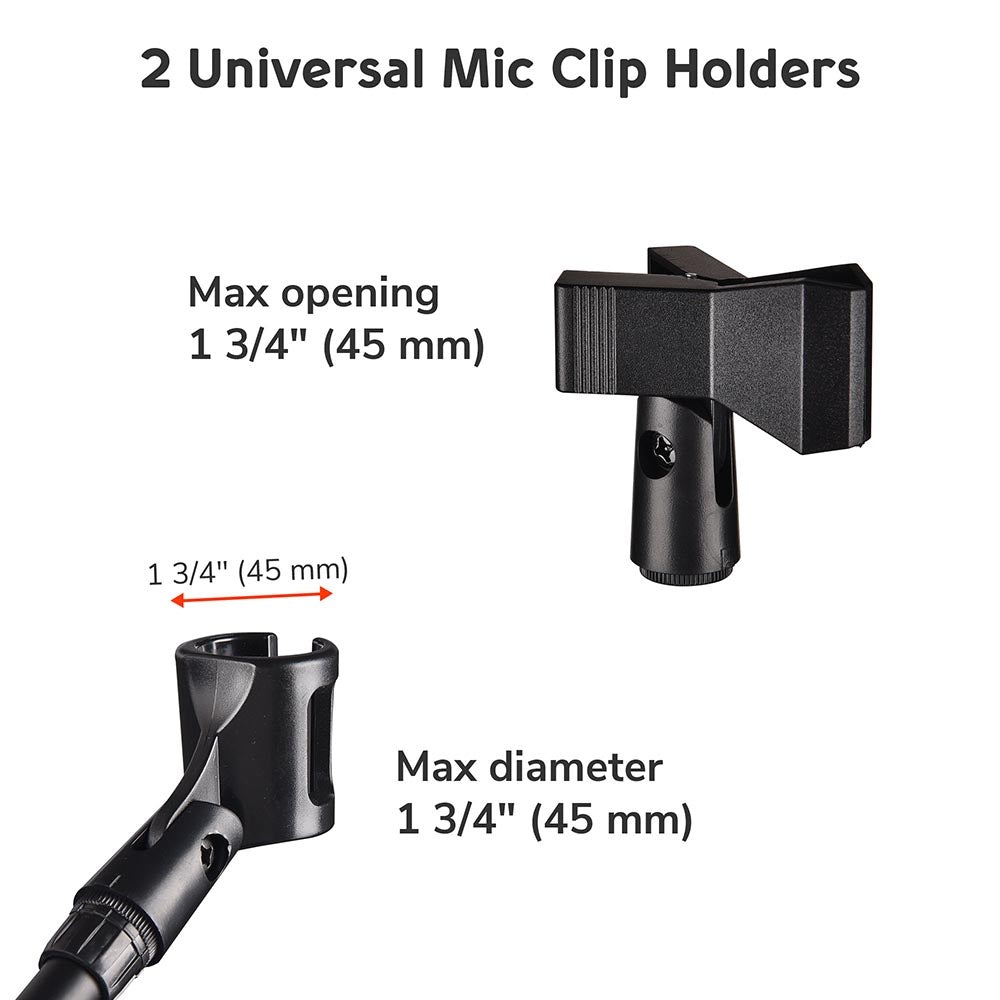 Yescom Microphone Boom Stand w/ 2 Mic Clips Adjustable Tripod New