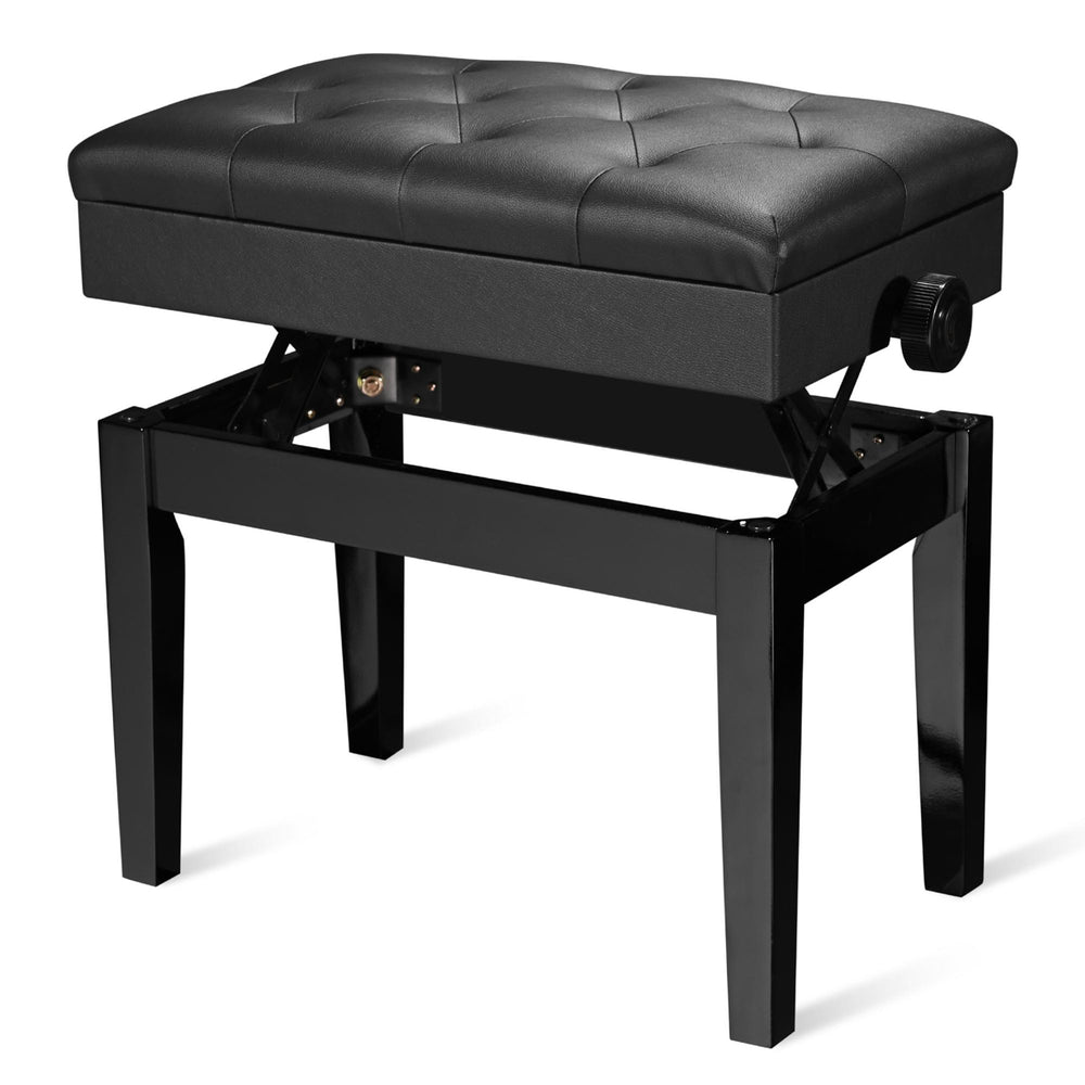 Yescom Piano Bench Adjustable-Height Leather Seat with Storage New