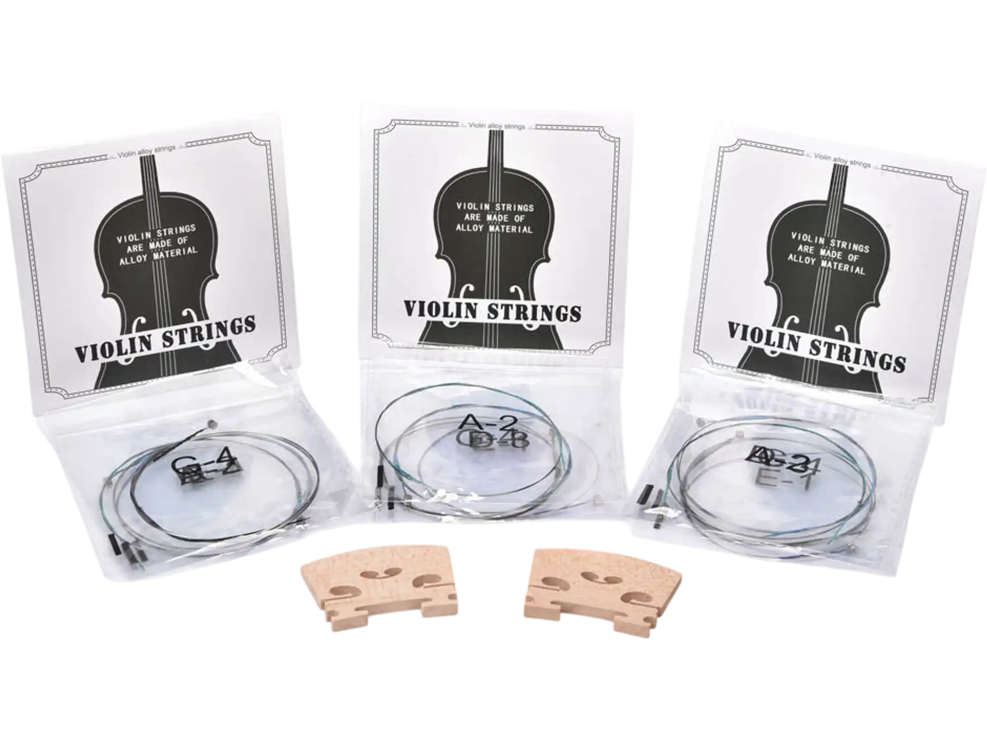Yescom Violin String & Bridge Set 3/4-4/4 New