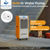 290 pints commercial dehumidifier with built-in pump, 16 ft drain length, ideal for basements and large spaces.