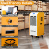 290 pints commercial dehumidifier in yellow with built-in pump, drain outlet, and user-friendly features for large.