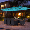 11 Pieces Patio Dining Set with LED Patio Umbrella with Base and Seat Cushions (Navy)-Turquoise - Gallery View 1 of 6