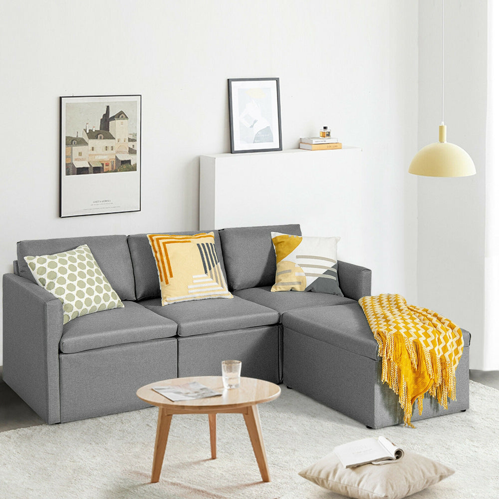 Convertible L-Shaped Sectional Sofa Couch with Reversible Chaise-Dark Gray - Gallery View 1 of 12
