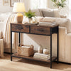 29.5” Narrow Console Table with 2 Fabric Drawers and Open Compartment-Rusticbrown - Gallery View 1 of 10