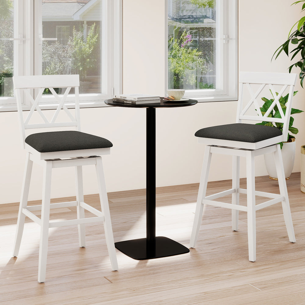 29 Inch Counter Height Barstools with Backrest and Upholstered Seat Cushion for Kitchen Dining Room-White - Gallery View 1 of 9