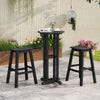 Black HDPE patio bar stool set of 2 with curved seats and footrests, ideal for outdoor relaxation at bar height tables.
