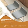 Low-back upholstered bar stools with padded seats, faux linen fabric, and rubber wood legs for kitchen or dining use.