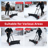 29-inch heavy-duty metal snow pusher with wheels, adjustable handle, ideal for clearing snow from driveways and.