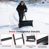 29-inch metal snow pusher with reinforced crossbars and anti-slip grips, perfect for clearing driveways and sidewalks.