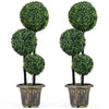 29 Inches Artificial Boxwood Topiary Tree Triple Ball Shrubs Set of 2 - Gallery View 1 of 1