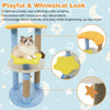 29-inch cat tree with star and moon platforms, featuring bright colors and scratching posts for playful feline fun.