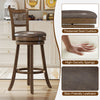 29-inch swivel barstool with rattan backrest, thickened cushion, and footrest, ideal for kitchen or pub seating.