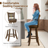 29-inch swivel barstool with rattan backrest and footrest, featuring ergonomic design for comfort in dining or pub.