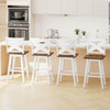 29" Rubberwood Swivel Barstools Set of 4 with Backrest and Large Seat-White - Gallery View 1 of 7