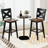29" Rubberwood Swivel Barstools Set of 2 with Backrest and Large Seat-Black - Gallery View 1 of 9