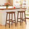29" Set of 2 Saddle-Seat Counter Height Stools with Curved Seat and Footrests-Walnut - Gallery View 1 of 6