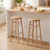 29" Swivel Bar Stools Set of 2 with Footrests & Crossbars-Natural - Gallery View 1 of 11