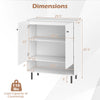 Dimensions of the 2-door sideboard buffet cabinet in white, featuring adjustable shelves and a sturdy design for.