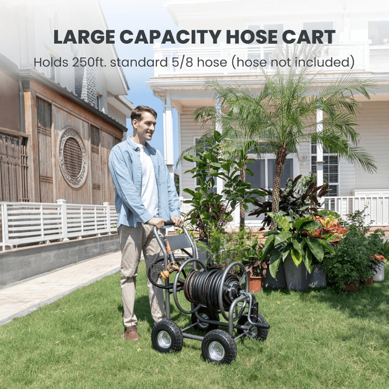 Giraffe Tools Garden Hose Reel Cart 4 Wheels Heavy Duty New
