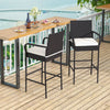 2/4 Pieces Outdoor PE Rattan Cushioned Barstool Set with Armrests-Set of 2 - Gallery View 1 of 8