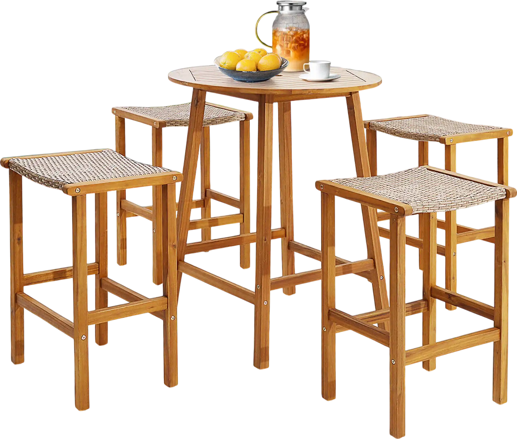 Costway Patio Wood Bar Stools Set of 2 95324871 New