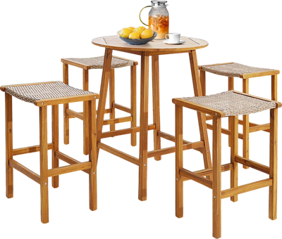 Costway Patio Wood Bar Stools Set of 2 95324871 New