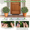 Artificial boxwood topiary ball tree with purple flowers, crafted from durable PE material for easy maintenance and.