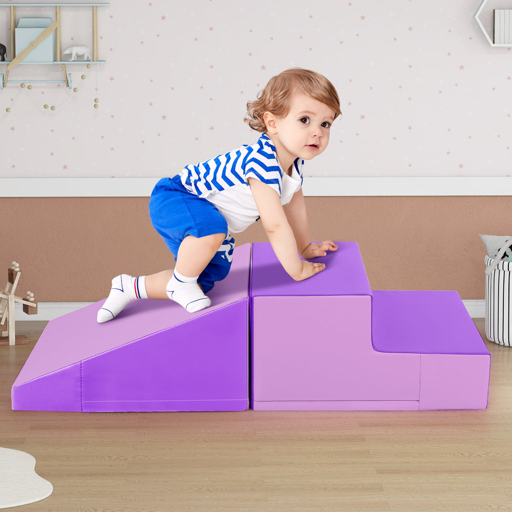 2-Piece Step and Slide Climber for Infants and Toddlers Baby Soft Play Set Foam Blocks-Purple - Gallery View 1 of 11