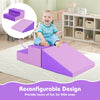 2-piece purple step and slide climber for infants, featuring soft foam blocks for safe play and motor skill development.