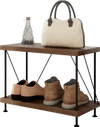 2-tier multipurpose display rack with a metal frame, featuring a vintage design, ideal for books and ornaments.