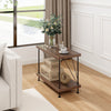 2-tier multipurpose display rack with metal frame, featuring vintage design, suitable for living room or home office.