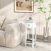 2 Tier Slim Nightstand Bedside Table with Drawer Shelf-White - Gallery View 1 of 10