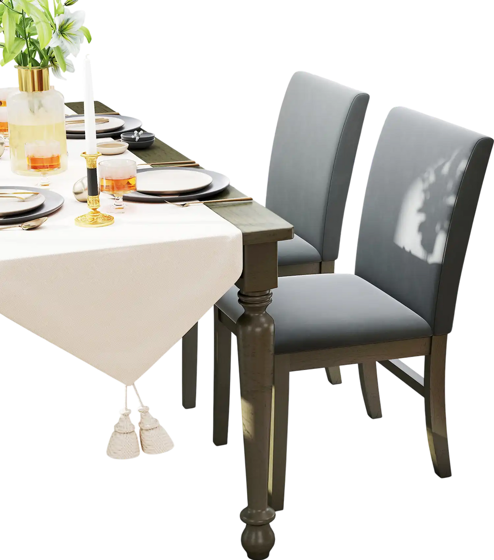 Upholstered dining chairs set of 2 with gray velvet fabric and rubber wood legs, ideal for comfortable dining.
